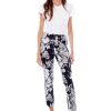 Pants uppants | Flower Petal-Slit Slim Pant Black White